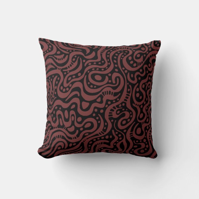 Abstract 041211 - Brown on Black Throw Pillow (Front)