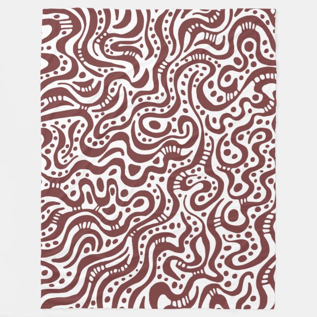 Abstract 041211 - Brown on White Fleece Blanket (Front)