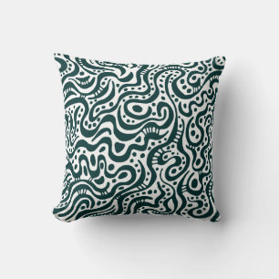 Abstract 041211 - Dark Green on White Throw Pillow