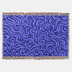 Abstract 041211 - Electric Blue on Deep Navy Throw Blanket