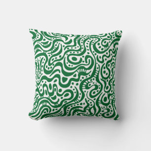 Abstract 041211 - Forest Green on White Throw Pillow