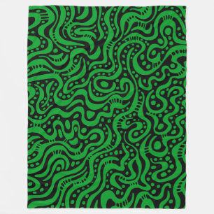 Abstract 041211 - Grass Green on Black Fleece Blanket