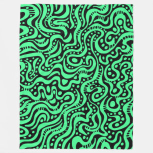 Abstract 041211 - Mint Green on Black Fleece Blanket