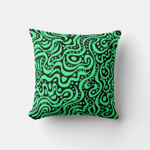Abstract 041211 - Mint Green on Black Throw Pillow