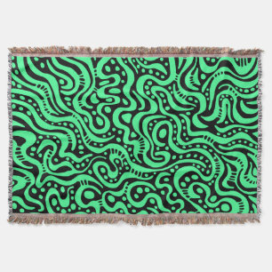 Abstract 041211 - Mint Green with Black Throw Blanket