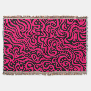 Abstract 041211 - Neon Red on Black Throw Blanket