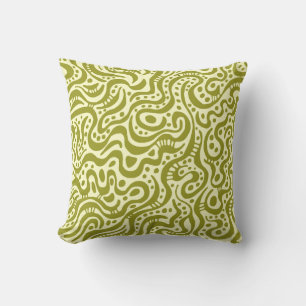 Abstract 041211 - Olive on Cream Throw Pillow