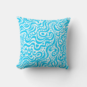 Abstract 041211 - Sky Blue on White Throw Pillow