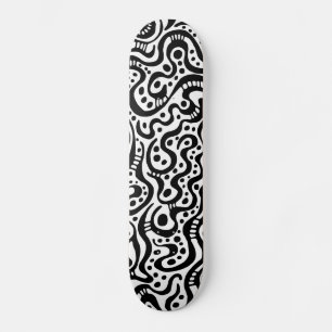 Abstract 041211v3 - Black on Wood Skateboard