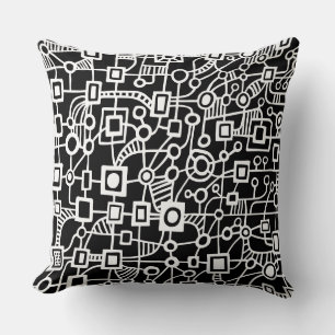 Abstract 070517 - White on Black Throw Pillow