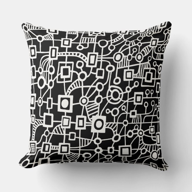 Abstract 070517 - White on Black Throw Pillow (Front)