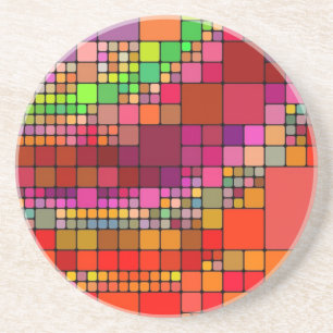 abstract-102064 SUPER BRIGHT COLORFUL NEON SQUARES Coaster