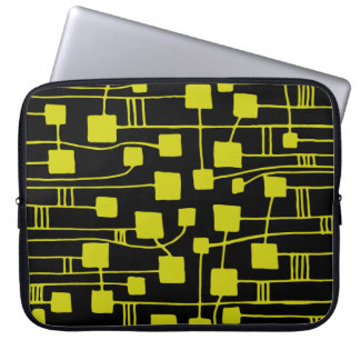 Abstract 111211 - Banana Yellow on Black Laptop Sleeve