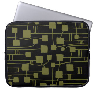 Abstract 111211 - Deep Olive on Black Laptop Sleeve