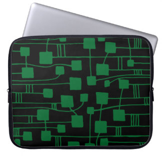 Abstract 111211 - Forest Green on Black Laptop Sleeve