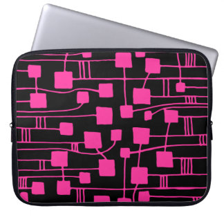 Abstract 111211 - Hot Pink on Black Laptop Sleeve