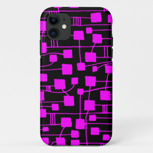 Abstract 111211 - Magenta on Black iPhone 11 Case