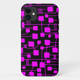 Abstract 111211 - Magenta on Black iPhone 11 Case