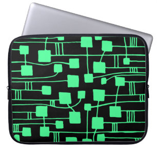 Abstract 111211 - Mint Green on Black Laptop Sleeve