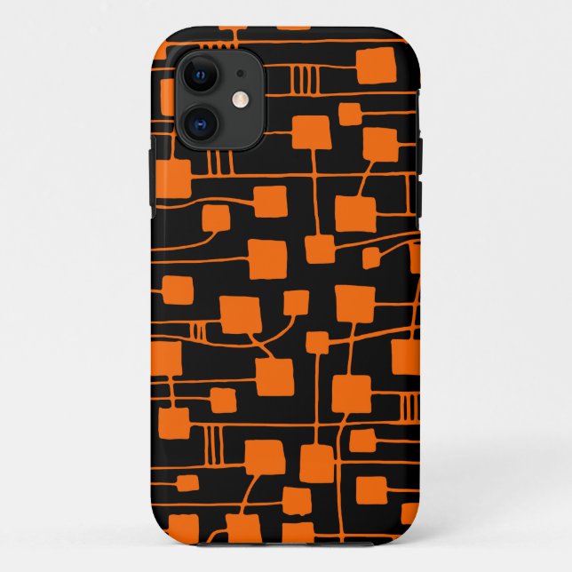 Abstract 111211 - Orange on Black Case-Mate iPhone Case (Back)