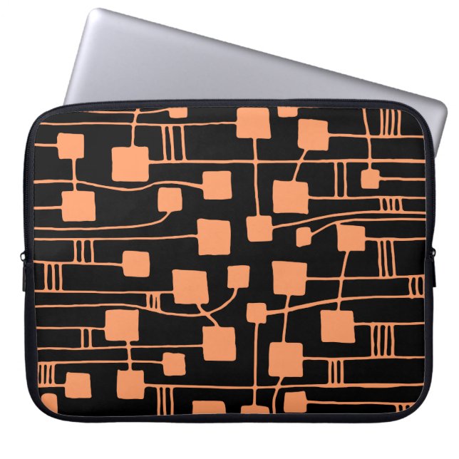 Abstract 111211 - Peach on Black Laptop Sleeve (Front)