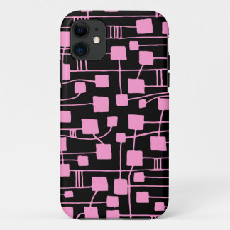 Abstract 111211 - Pink on Black iPhone 11 Case