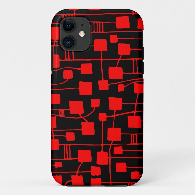 Abstract 111211 - Red on Black Case-Mate iPhone Case (Back)
