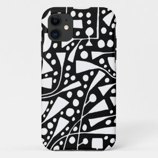 Abstract 120112 White on Black iPhone 11 Case