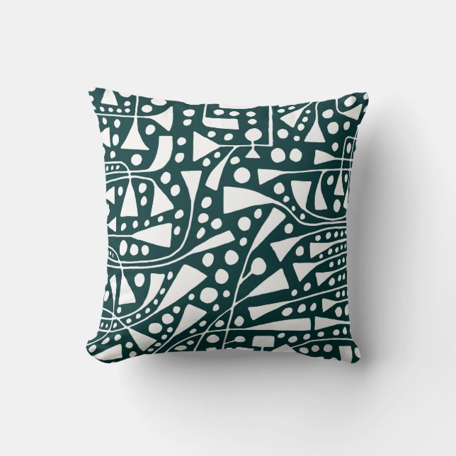 Abstract 120112 - White on Dark Green Throw Pillow (Front)