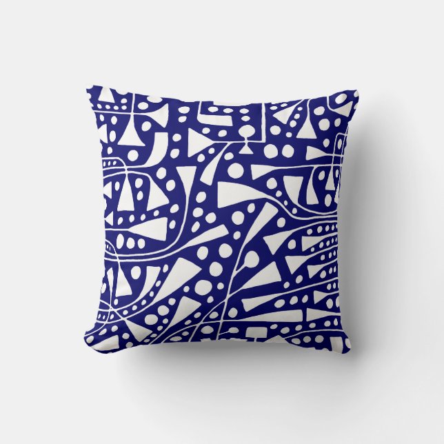 Abstract 120112 - White on Deep Navy Throw Pillow (Front)