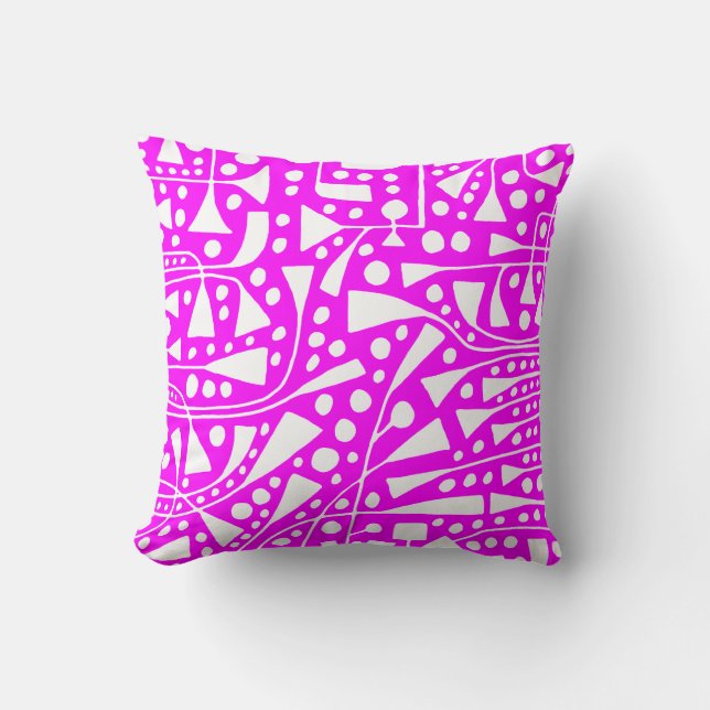 Abstract 120112 - White on Magenta Throw Pillow (Front)