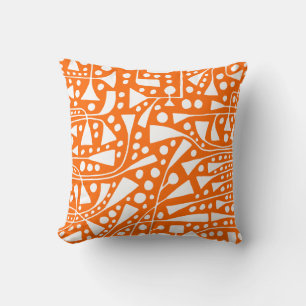 Abstract 120112 - White on Orange Throw Pillow