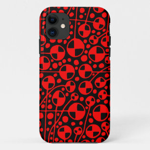 Abstract 130112 v5 Red on Black iPhone 11 Case