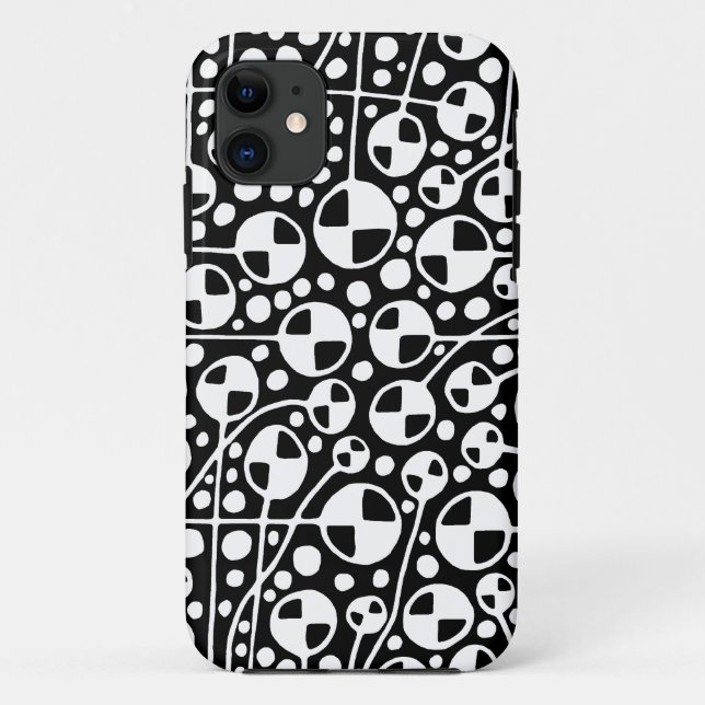 Abstract 130112 v5 White on Black Case-Mate iPhone Case (Back)
