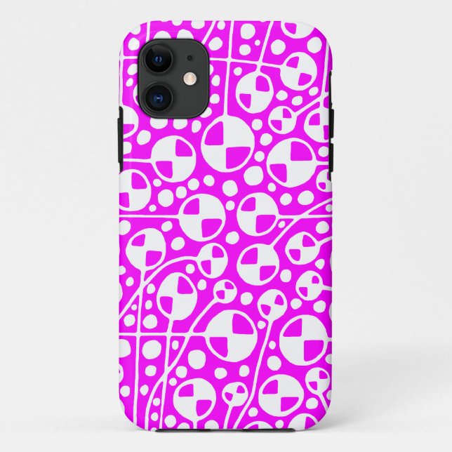 Abstract 130112 v5 White on Magenta Case-Mate iPhone Case (Back)