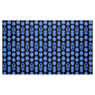 Abstract 140823 - Baby Blue on Black Fabric