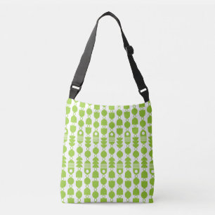 Abstract 140823 - Martian Green on White Crossbody Bag