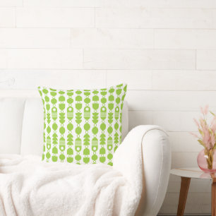 Abstract 140823 - Martian Green on White Throw Pillow