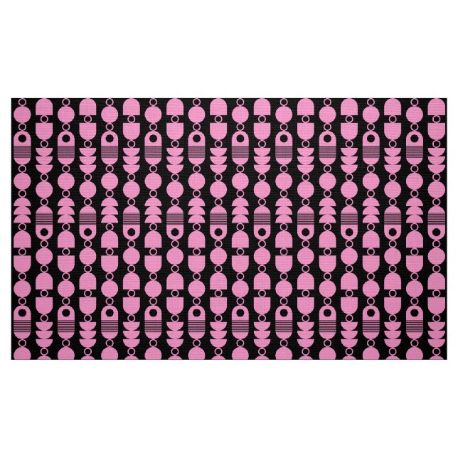 Abstract 140823 - Pink on Black Fabric (Fat Quarter)