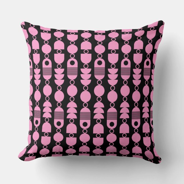 Abstract 140823 - Pink on Black Throw Pillow (Front)