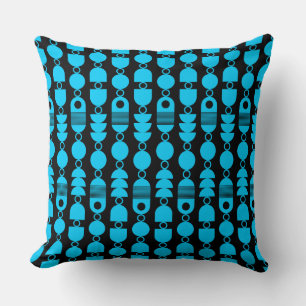 Abstract 140823 - Sky Blue on Black Throw Pillow