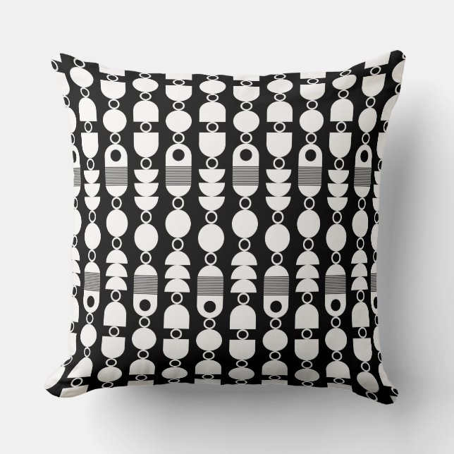 Abstract 140823 - White on Black Throw Pillow (Front)