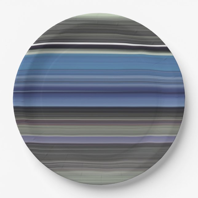 Abstract #1: Blue and gray Paper Plate (Front)