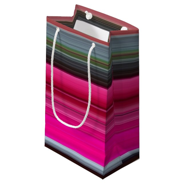 Abstract #1: Cerise and gray Small Gift Bag (Front Angled)