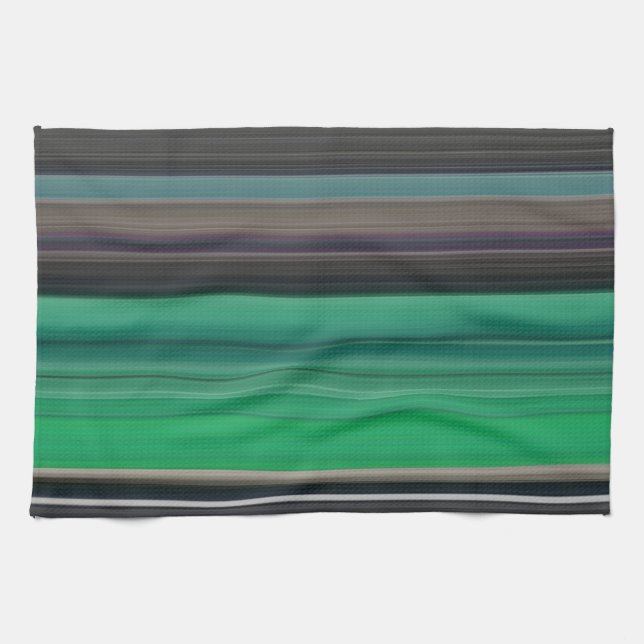 Abstract #1: Green and gray Kitchen Towel (Horizontal)