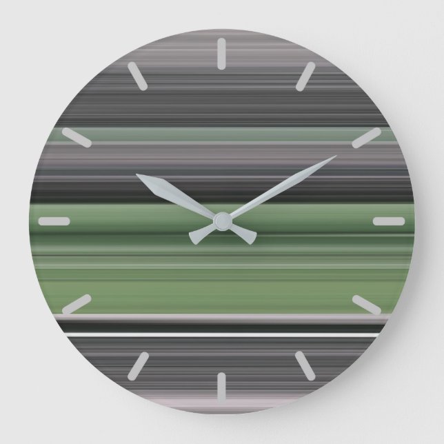 Abstract #1: Olive green and gray Large Clock (Front)
