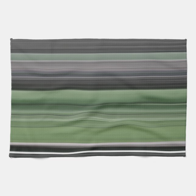 Abstract #1: Olive green and grey Kitchen Towel (Horizontal)