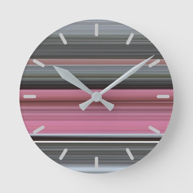 Abstract #1: Pink and grey Round Clock (Front)