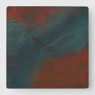 Abstract 1: reds and blues square wall clock