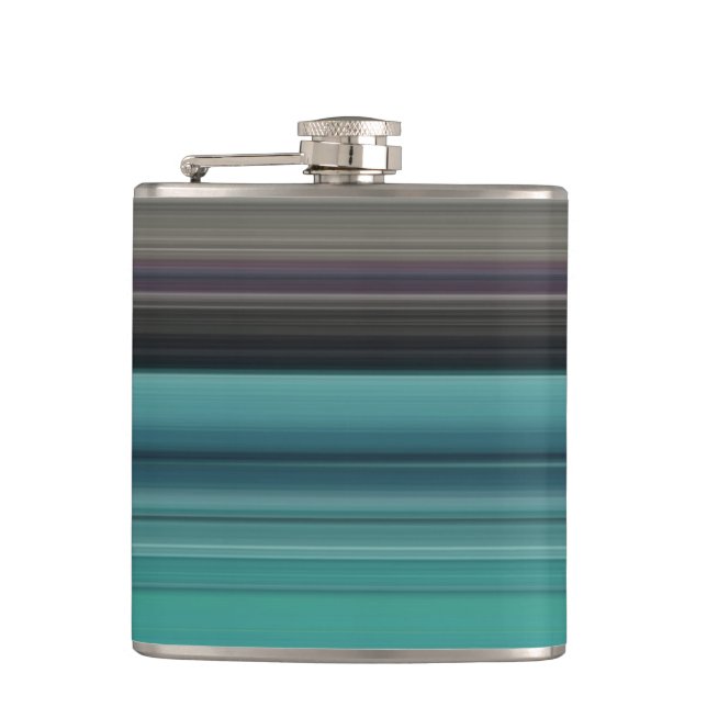 Abstract #1: Teal and gray Hip Flask (Front)